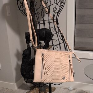 Fiorelli London Perforated Laser-Cut Crossbody Bag Nude Blush Like New